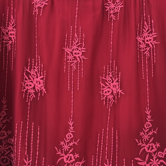 Sundance Cora Floral Embroidered Overlay Blouse Wineberry Red Pink Extra Large - Picture 4 of 5
